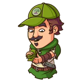 💰 Desenho animado, Dinheiro, Personagem, Verde, Chapéu, Dinheiro vivo telegram sticker