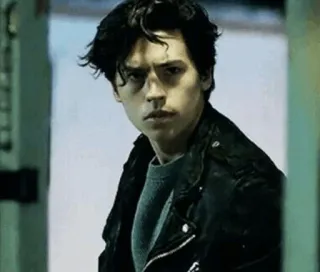 ❄️ Jughead Jones Riverdale Jughead Jones, Riverdale, Drama adolescente, Cole Sprouse, Personagem, Série de TV, Jaqueta de couro telegram sticker