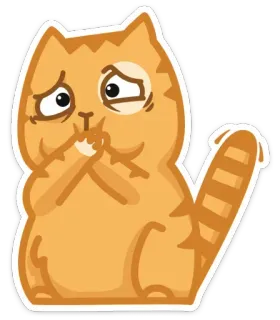 🙊 gato, triste, fofo, laranja, desenho animado telegram sticker