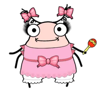 👧 dessin animé, personnage, rose, nœud, maraca, robe telegram sticker