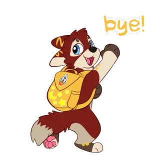 👋 bye! animal, perro, peludo, adiós, despedida, cohete, dibujo animado telegram sticker