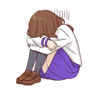 😞 triste, piangere, anime, ragazza, cartone animato, arrabbiato, depresso, solo telegram sticker