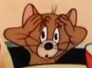 🖤 Jerry Tom and Jerry Dessin animé, Souris, Effrayé, Choqué, Jerry whatsapp sticker