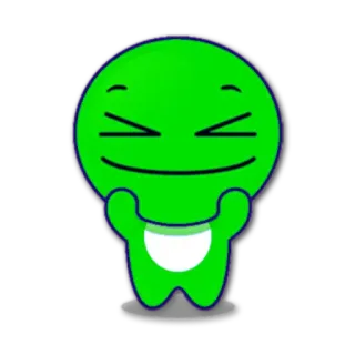 😆 emoji, green, happy, cartoon, character telegram sticker