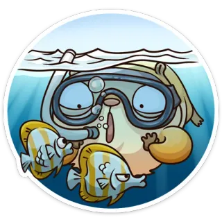 🏊 Cartoon, Tauchen, Fisch, Schnorcheln, Wasser, Meer, Ozean telegram sticker