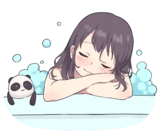 🛁 Anime, Garota, Banho, Panda, Fofo, Kawaii telegram sticker