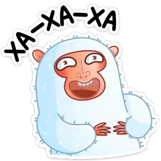 😂 ХА-ХА-ХА йети, монстр, снег, смешной, смех telegram sticker