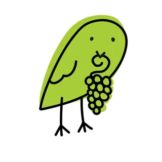 🍇 새, 포도, 초록색, 귀여운, 만화, 일러스트 telegram sticker