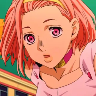 🍡 Trish Una JoJo's Bizarre Adventure Anime, Pinke Haare, Cartoon, Figur, Illustration telegram sticker