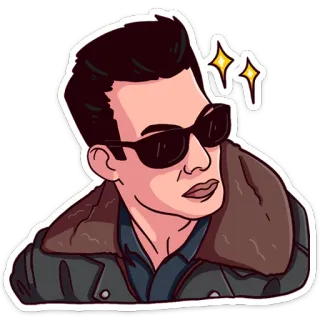 😎 hombre, gafas de sol, chaqueta, retrato, dibujo animado whatsapp sticker