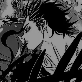 ⚫ Yami Sukehiro Black Clover Yami Sukehiro, Black Clover, manga, anime, capitán, fumando whatsapp sticker
