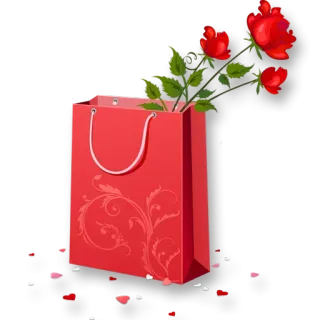 🎁 fleurs, roses, sac, cadeau, romance, amour whatsapp sticker