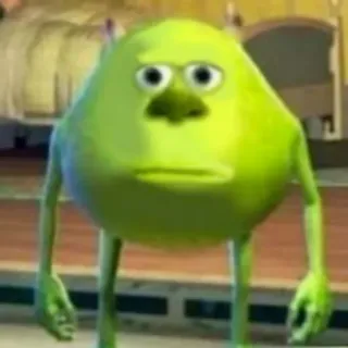 🤡 Mike Wazowski Monsters, Inc. монстр, зеленый, отвращение, смешной, мем telegram sticker
