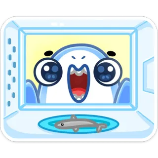 🐟 desenho animado, tubarão, peixe, micro-ondas, adesivo, comida, animal telegram sticker