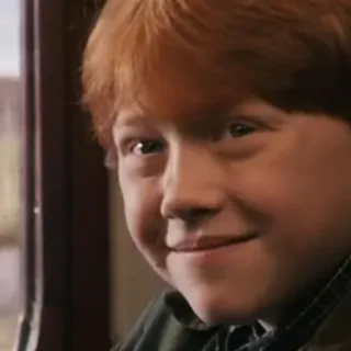 🦁 Ron Weasley Harry Potter ロン・ウィーズリー, ハリー・ポッター, キャラクター, 笑顔, 赤毛, 男の子 telegram sticker