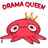 😭 Drama Queen pieuvre, couronne, drame, reine, triste, pleurer, dessin animé whatsapp sticker