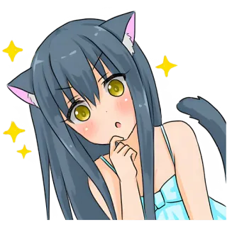 😍 Anime, Catgirl, Kawaii, Carino, Manga, Stelle telegram sticker