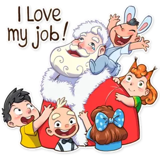 🤤 Santa Claus I love my job! Papai Noel, Natal, crianças, feriado, desenho animado, inverno, alegria whatsapp sticker
