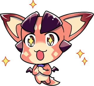 🤩 카와이, 귀여운, 애니메이션, 스티커, 치비, 주황색 telegram sticker