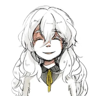 😄 Anime, Cheveux blancs, Souriant, Dessin animé, Portrait, Personnage telegram sticker