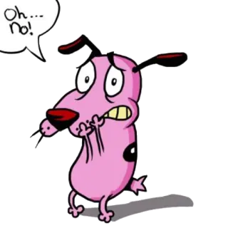 😡 Courage Courage the Cowardly Dog Oh... no! Courage the Cowardly Dog, cartoon, dog, scared, nervous, animation telegram sticker