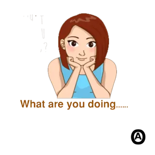 🤔 What are you doing..... chica, posando, preguntando, pregunta telegram sticker