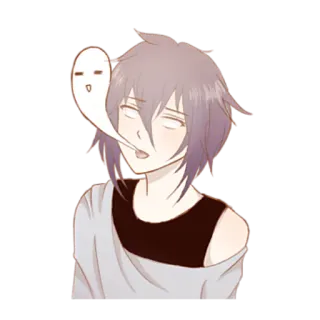 😴 Аниме, Призрак, Милый, Мультфильм, Наклейка, Сонный whatsapp sticker