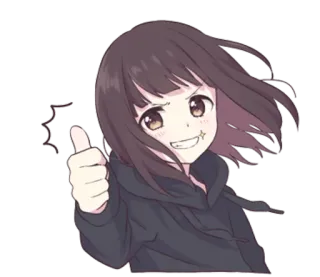 😁 Anime, Dziewczyna, Kciuk w górę, Radosny, Pozytywny, Kawaii telegram sticker