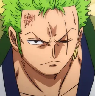🍾 Zoro One Piece Аниме, Мечник, Зеленые волосы, Шрам, Пират, One Piece, Ророноа Зоро telegram sticker