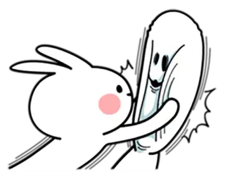 😤 conejo, fantasma, abrazo, lindo, pegatina, dibujo animado whatsapp sticker