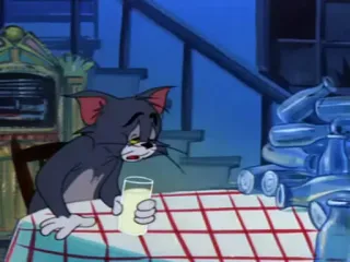 😓 Tom Cat Tom and Jerry Tom, cartoon cat, milk, sad, drink telegram sticker