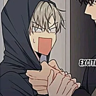 🧸 EXCITE Аниме, Манга, Взволнованный, Толстовка, Мультфильм telegram sticker