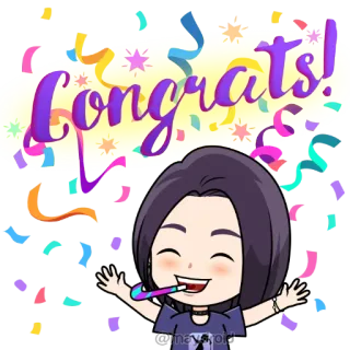 🥳 Congrats! congratulations, celebration, confetti, party, happy, cartoon telegram sticker