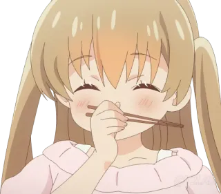 🤭 Anime, Kreskówka, Pałeczki, Słodkie, Dziewczyna, Jedzenie whatsapp sticker