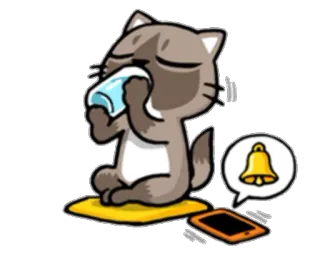 ☕ Katze, weinen, traurig, Benachrichtigung, Glocke, Taschentuch, Cartoon telegram sticker