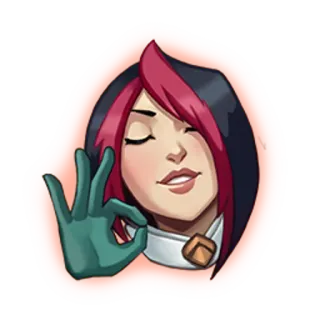 👌 OK 사인, 손 제스처, 여자, 만화, 웃는 telegram sticker
