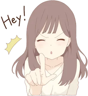 😠 Hey!! anime girl, pointing, cartoon, cute, greeting, happy telegram sticker