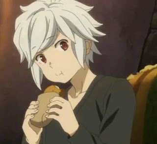 😊 Bell Cranel Is It Wrong to Try to Pick Up Girls in a Dungeon? Anime, Personaggio, Bell Cranel, Cibo, Mangiare telegram sticker