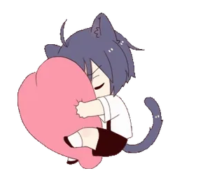 💖 anime, cat boy, cute, chibi, hug, kawaii telegram sticker