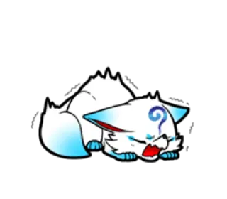 🙁 fofo, raposa, dormindo, chibi, animal, desenho animado whatsapp sticker