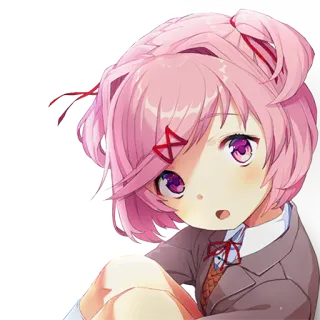 😮 Natsuki Doki Doki Literature Club! Аниме, Манга, Милый, Розовые волосы, Литературный клуб, DDLC whatsapp sticker