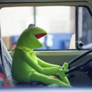 😀 Kermit 커밋, 머펫, 운전, 차량, 웃긴, 만화 telegram sticker