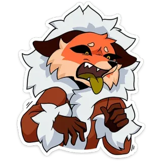 🤢 renard, dessin animé, malade, vomir, animal, poilu telegram sticker