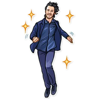😃 男性, ダンス, キラキラ, 漫画, 幸せ telegram sticker