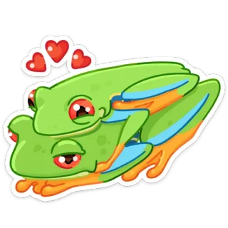 ❤️ żaba, żaby, rzekotki, miłość, romantyzm, urocze, serca telegram sticker