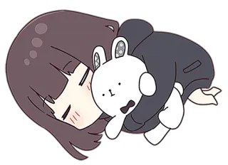 😴 anime, girl, cute, rabbit, kawaii, cartoon telegram sticker