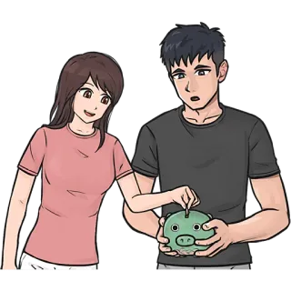 💸 커플, 절약, 돼지 저금통, 금융, 투자, 만화 telegram sticker
