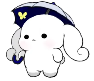 ☁ 토끼, 바니, 우산, 귀여운, 카와이, 캐릭터 telegram sticker