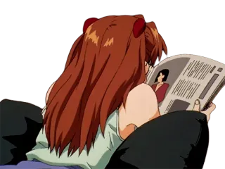 📖 Asuka Langley Soryu Neon Genesis Evangelion Asuka, anime, manga, reading, girl, Evangelion telegram sticker