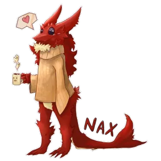 ☕ NAX Фурри, Антропоморфный, Красный, Существо, Свитер, Кофе, Мультфильм telegram sticker